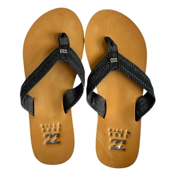 BILLABONG KAI Women’s Off Black Braided Vegan Leather Sandals Flip Flops 6.5 - Picture 2 of 8